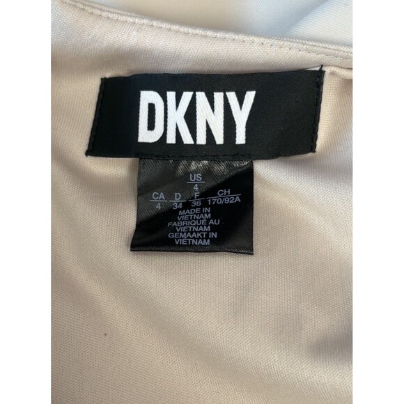 DKNY Cream Sleeveless Sheath Dress Women’s Size 4 Asymmetric Detail Exposed Zip - Picture 7 of 11